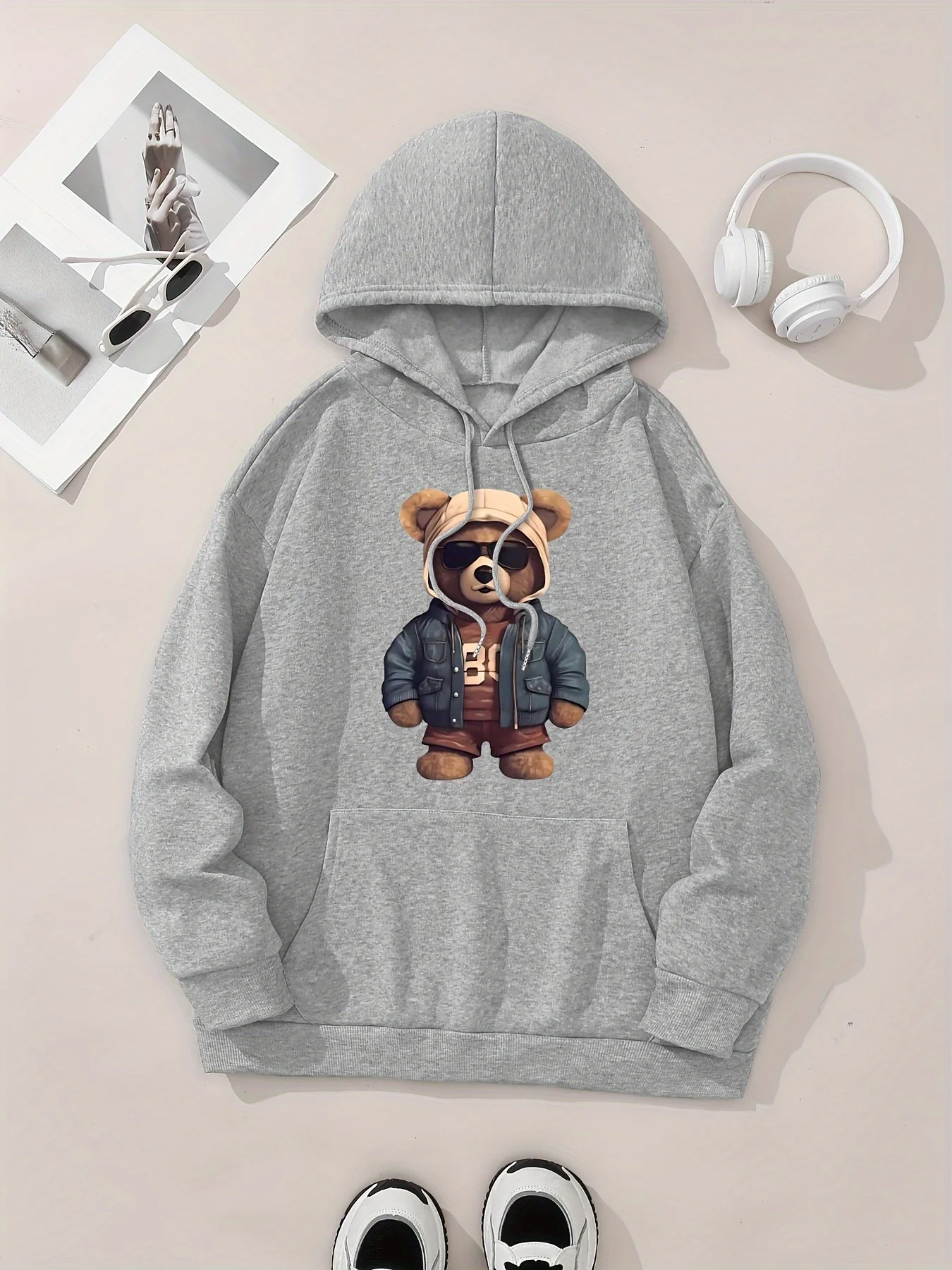 Lässiger Damen-Hoodie mit einem süßen Katzenmuster, Rundhalsausschnitt, langen Ärmeln, ideal für Herbst und Winter, um die Körpertemperatur zu regulieren, normaler Schnitt. – Detail 25