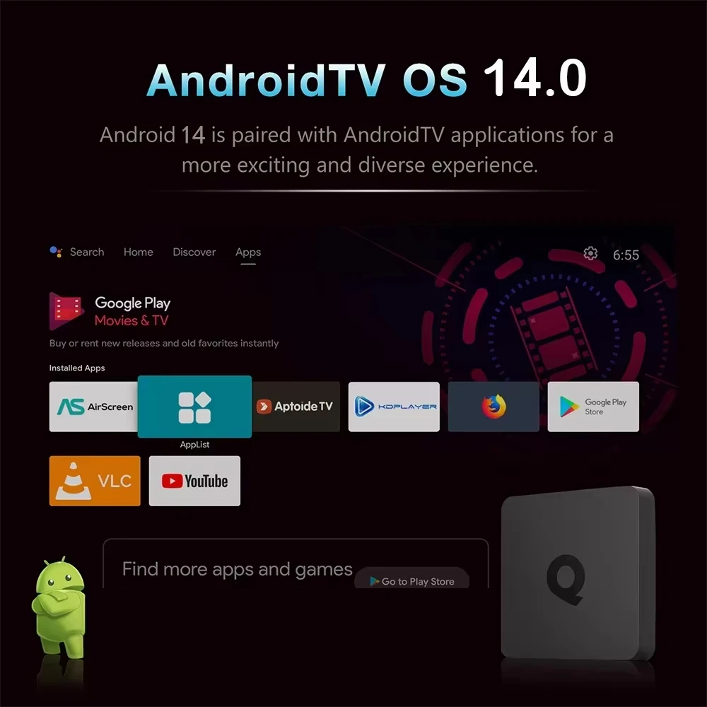 Android14 Smart TV Box 16G 32G 64G 128G Q1 Allwinner H313 2.4&5G Dual Wifi 4K 8K Netflix Google Voice Assistant Media Player ATV