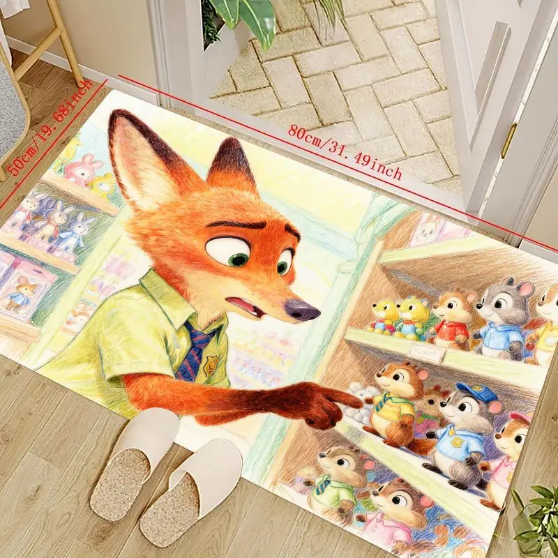 

1 шт., ковер с персонажами аниме Nick Wilde Zootopia для гостиной, украшение для домашнего дивана, детская игра, большой декор, напольный коврик, Non-S