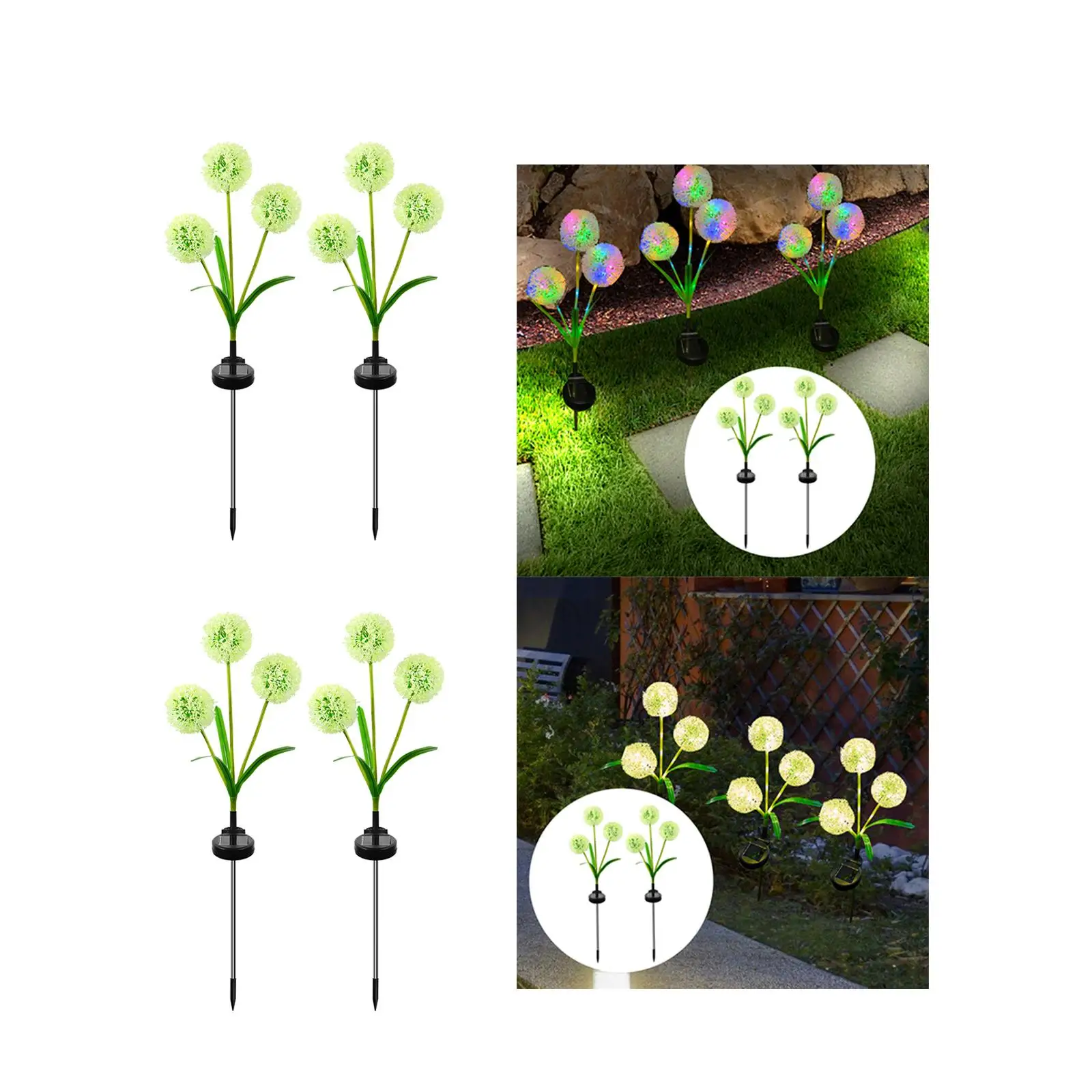 2Pcs Solar Dandelion Lamp Solar Lights Garden Decor for Lawn Outdoor Wedding