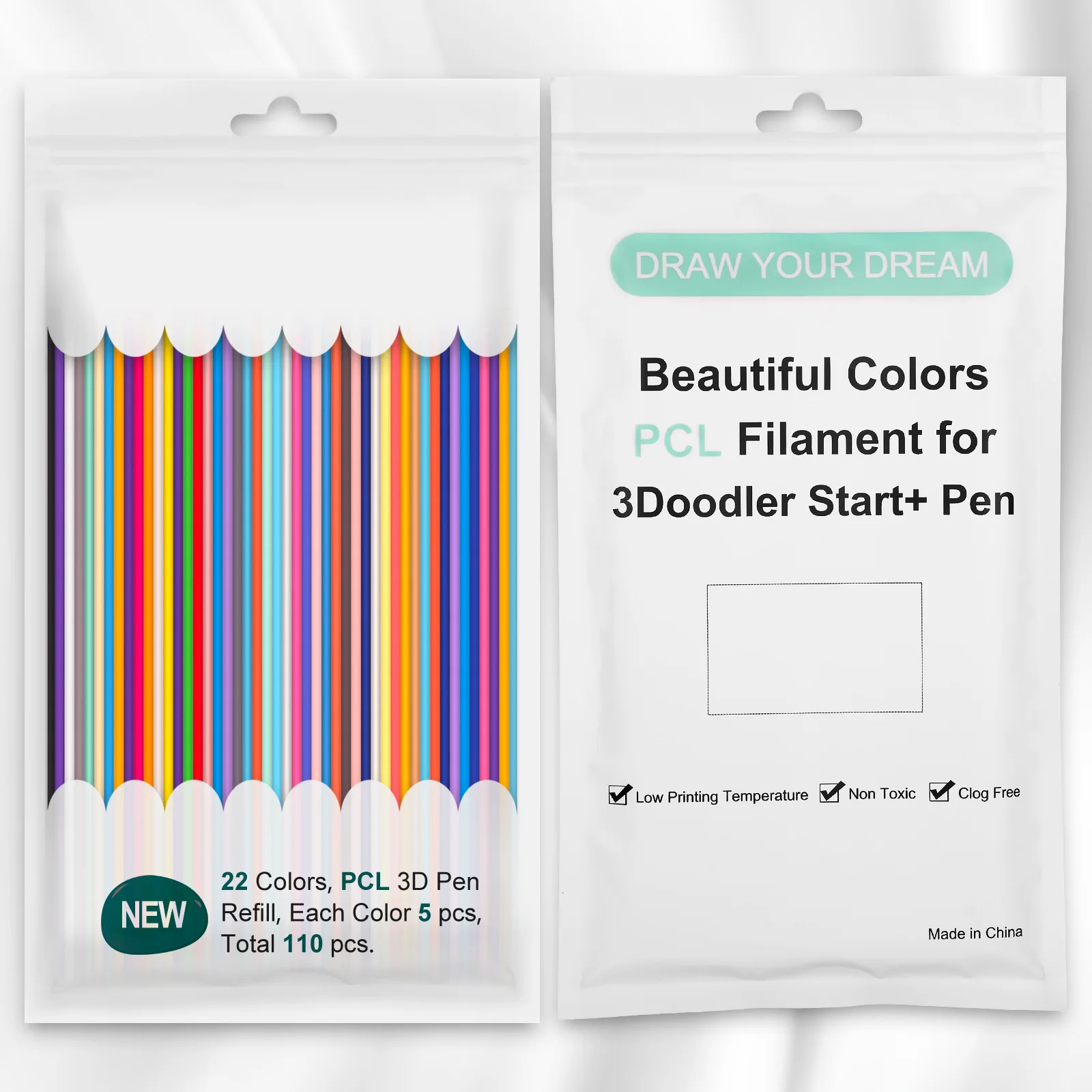 22/32Colors 2.5mm PCL Filament Refills Consumables for Low-Temperature 3D Pen Filament for 3Doodler Start Pen Kid’s Gift