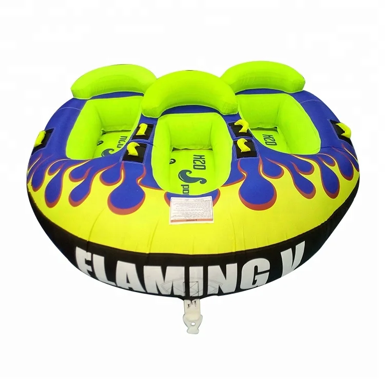 Inflatable Water Sports Flaming V 3 Person Safe Sit in Tube Towable