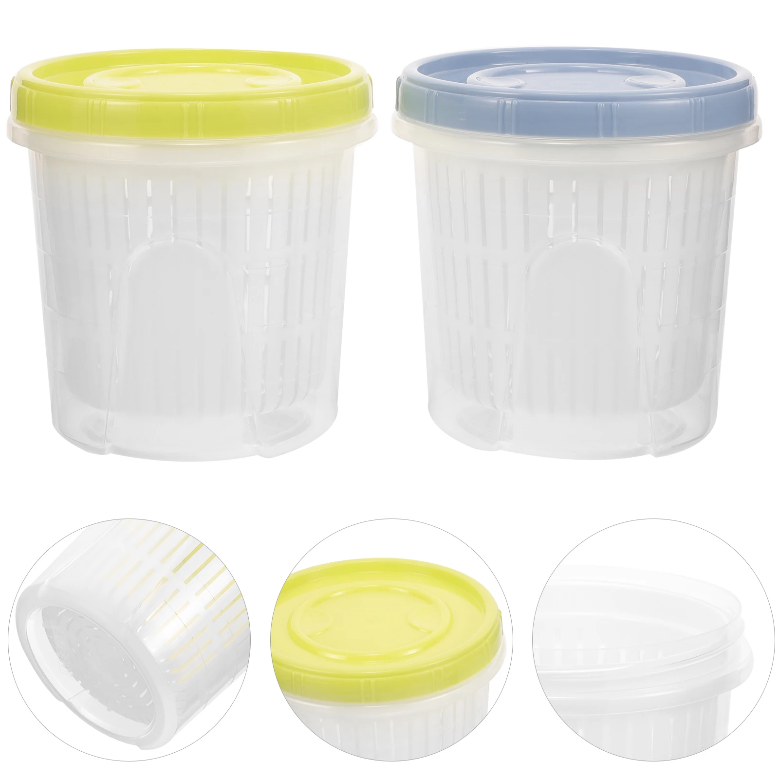 

2Pcs Sealed 1250ML Pickle Jar With Strainer Insert Blue Green PP Airtight Lid Pickle Jar Strainer Kitchen Fermentation Storage