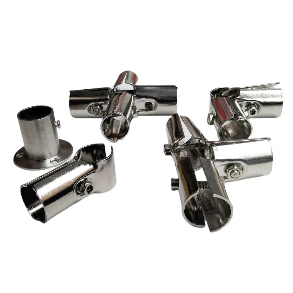 1pcs 25mm Round Pipe Joint Stainless Steel Tube Connector Clothes Display Rack Rod Support Holder Fixed Clamp Furniture Hardware