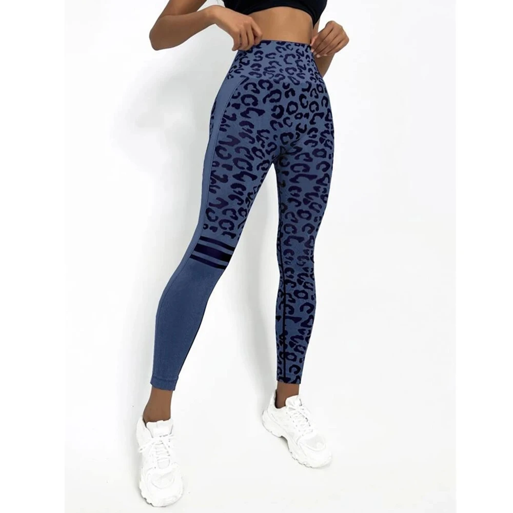 QK-Pantalon de yoga sans couture léopard pour femme, leggings froissés de sport, vêtements de course actifs, entraînement athlétique, fitness, gym,