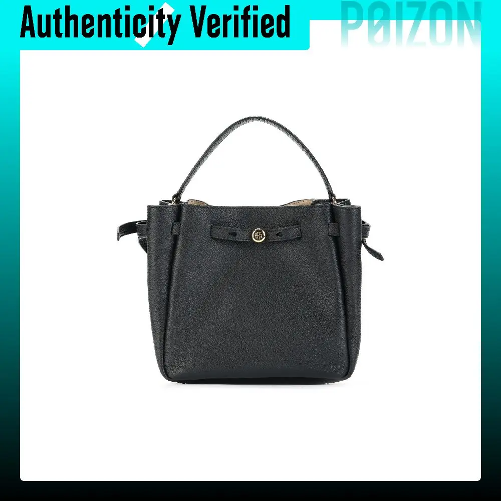 TORY BURCH Tory Burch Romy Litchi Grain Leather Bucket Bag One Shoulder Handbags Medium Women's Black 166982-001