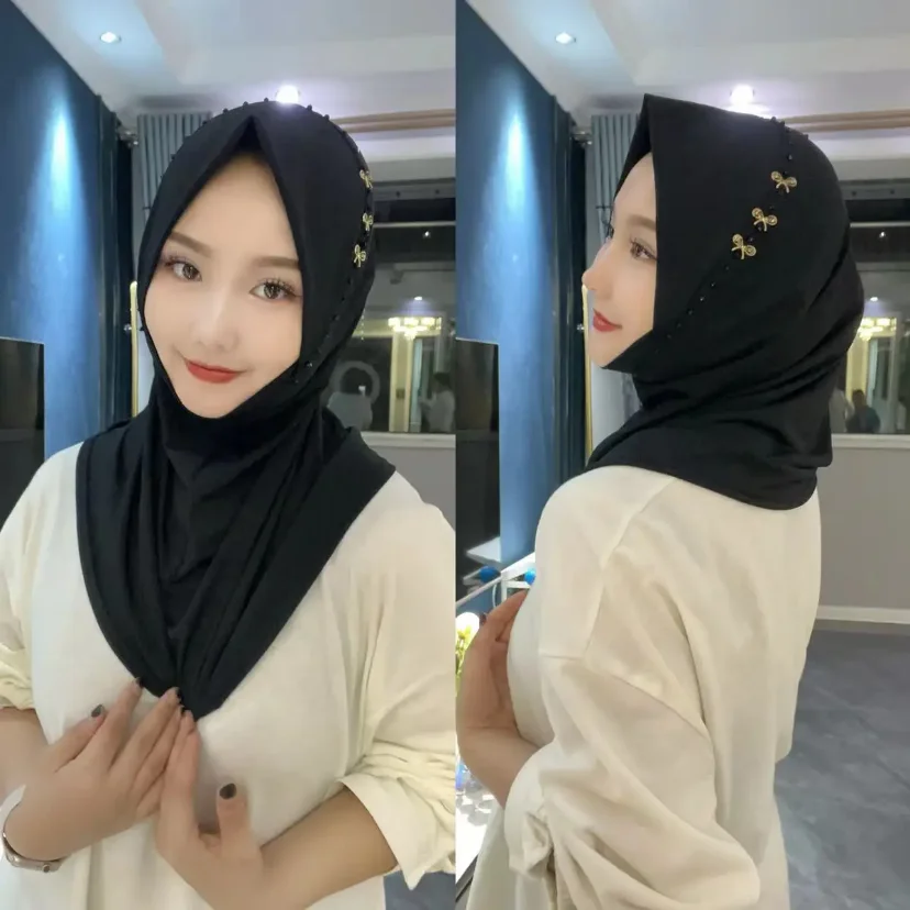 2024 Bow Sweet Girls Ready To Wear Head Cover Moslem Instant Hijab