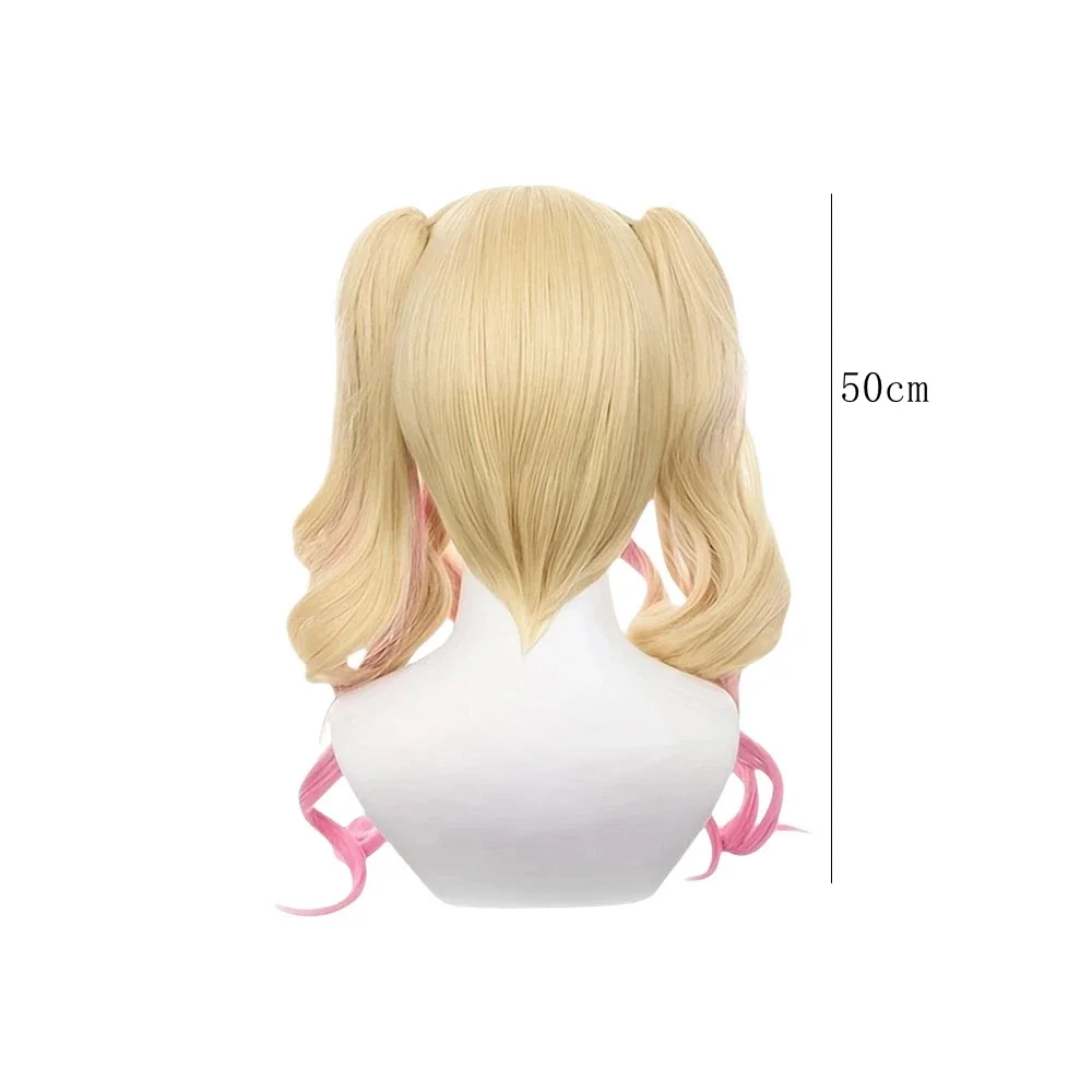 Anime Synthetic Hair Tenma Saki Cosplay Wigs Long Gradient Curly Double Ponytails Role Play Props