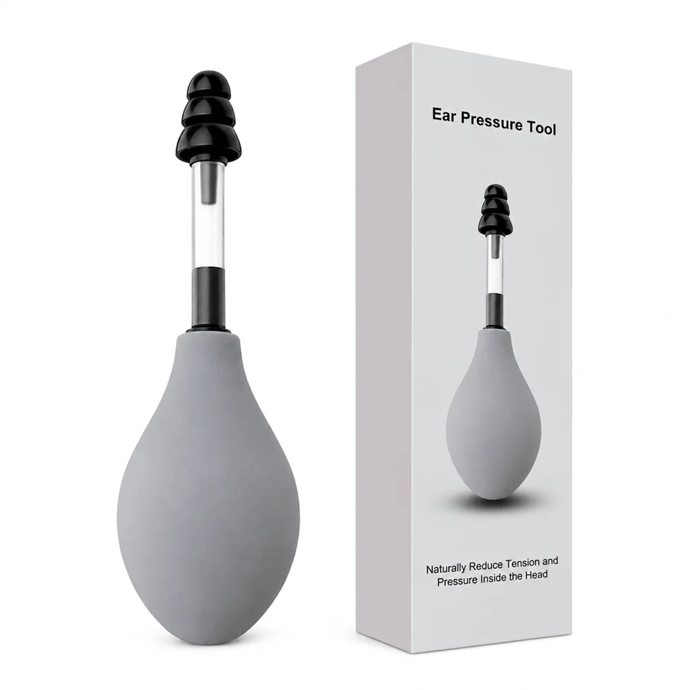 Ear Pressure Tool Portable Ear Pressure Relief Suction Device Wih 3 Sizes Of Earplugs Inner Ear Pressure Relief Tool for Headach