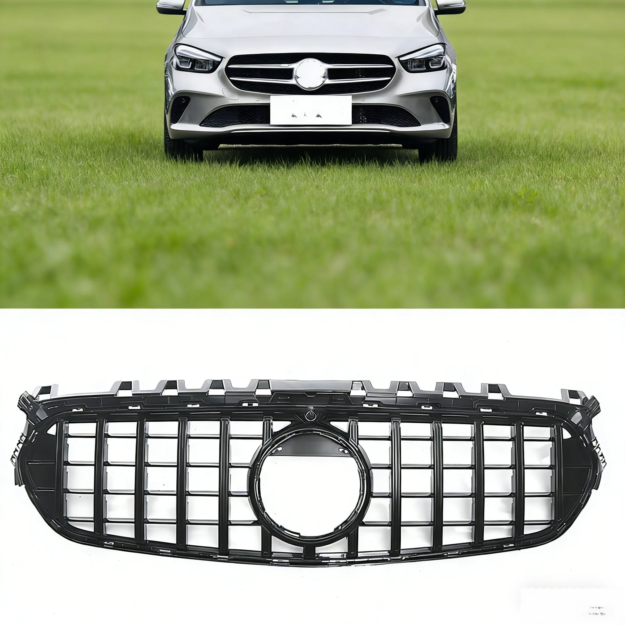 For Mercedes Benz B-Class W247 B180 B200 B220 B250 2020-2023 Racing Grill Front Grille GT R Style Upper Bumper Hood Mesh Grid