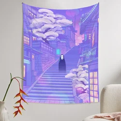 Purple Scenery City Architecture Tapestry Anime Characters Wall Hanging Cloth Bedside Carpet Room Decorative Tapestry Big Size