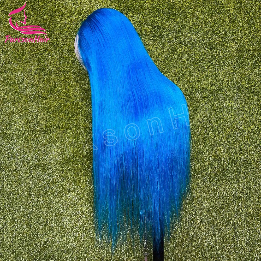 13x4 13x6 Transparent Lace Frontal Body Wave Human Hair Wig Blue Color Brazilian Remy Lace Front Human Hair Wigs for Women 250%