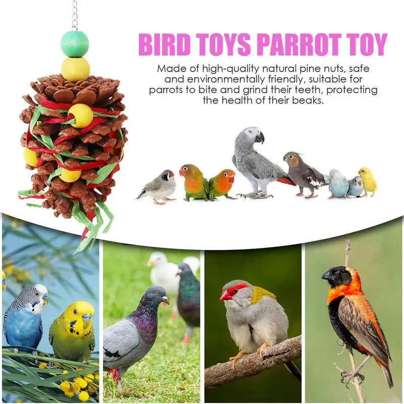 Parrot Shredding Toys Pet Parrot Pine Cone Foraging Toys Bird Supplies Parrot Teeth Grinding Toy For Macaws Parrot Parakeet