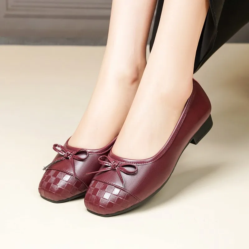 

AIYUQI Women's Casual Shoes Bow 2026 New Spring Patchwork Shallow Genuine Leather Women's Loafers Slip-On Daily Wear Shoes Women