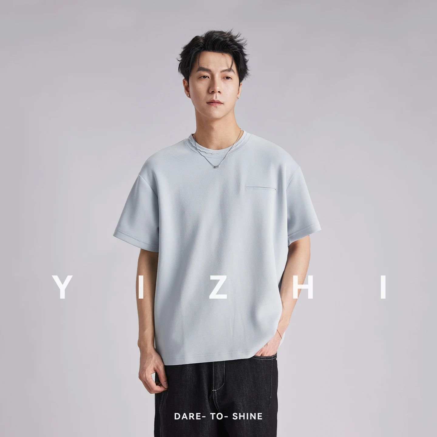 Men Modal Stretch Wrinkle Resistant Fake Pocket Short Sleeve T Shirt Summer Korean Loose Breathable Couple Basic Tee Shirts