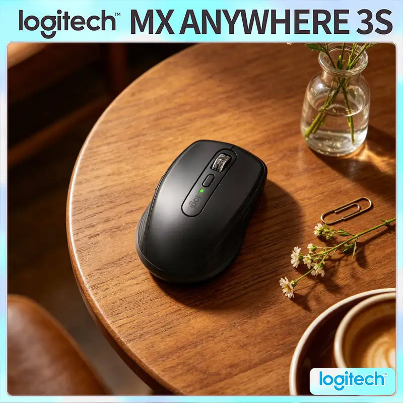 Precision Logitech MX Anywhere 3S Mouse - 8K DPI, Hyper-Scroll, Silent Click, USB-C Charging for Campus & Dorm Office