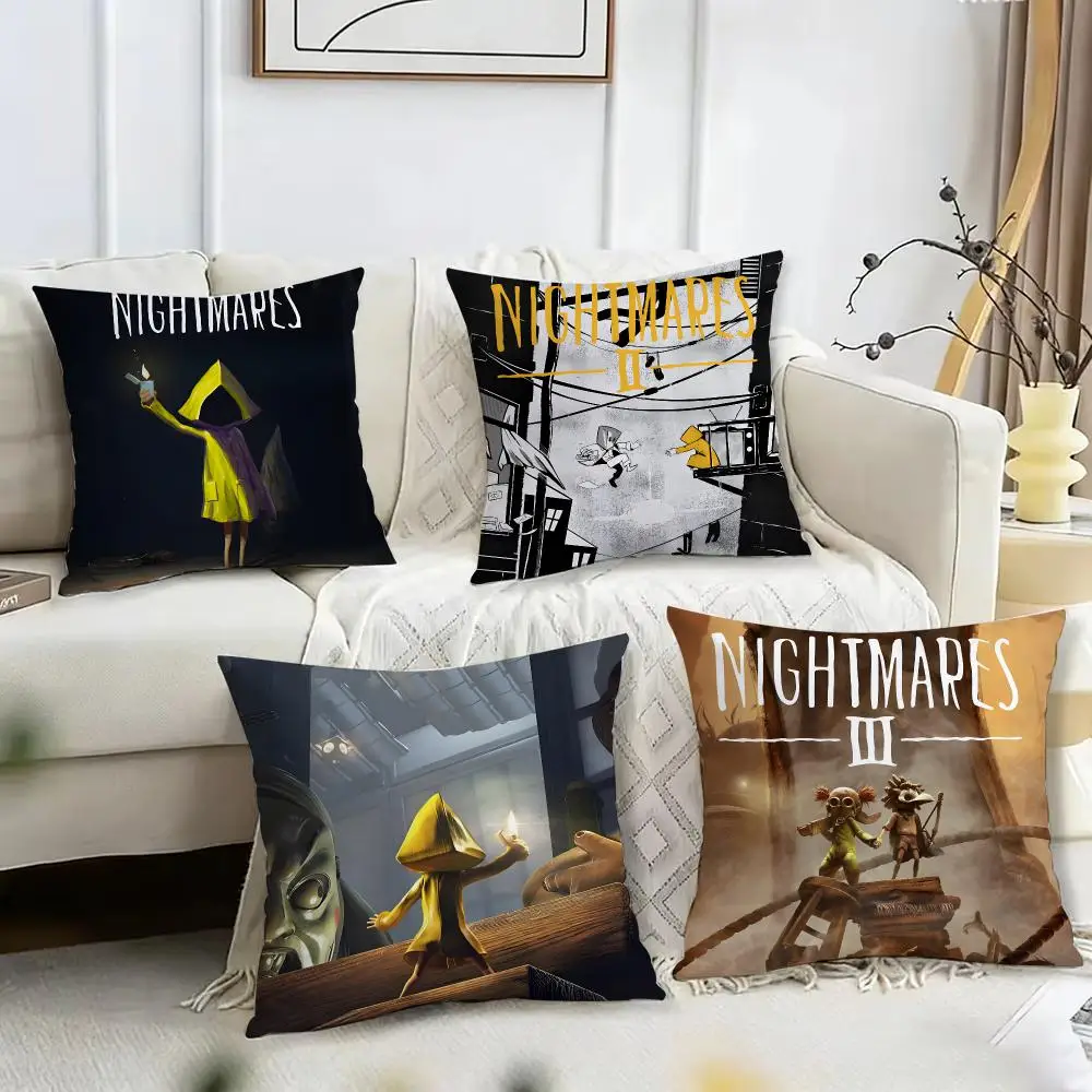 Game L-Little Nightmares Cushion Cover Pillow Case Short Plush Square Throw Pillow Covers Pillowcase Sofa Home Decor Gift
