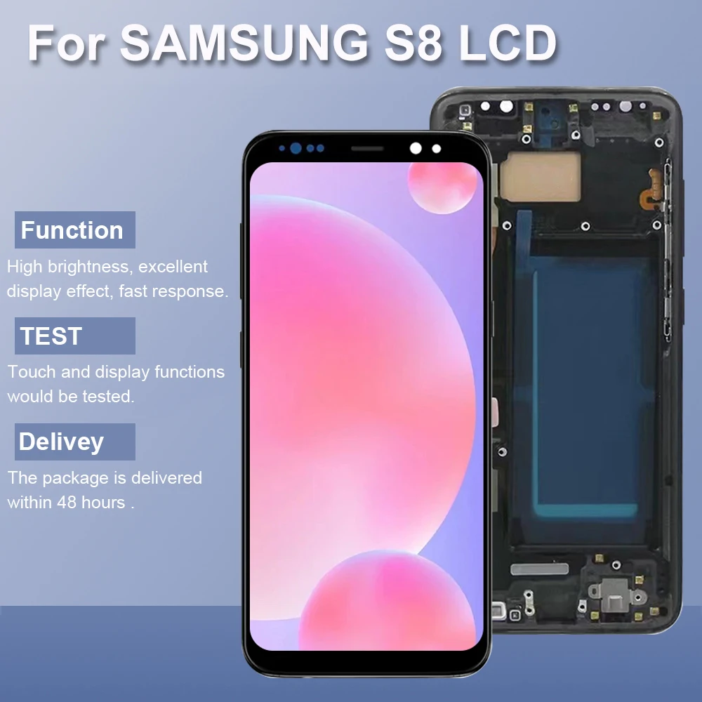 

Детали ЖК-экрана TFT S8 для Samsung Galaxy S8 G950F G950FD G950W ЖК-дисплей с заменой дигитайзера сенсорного экрана с рамкой