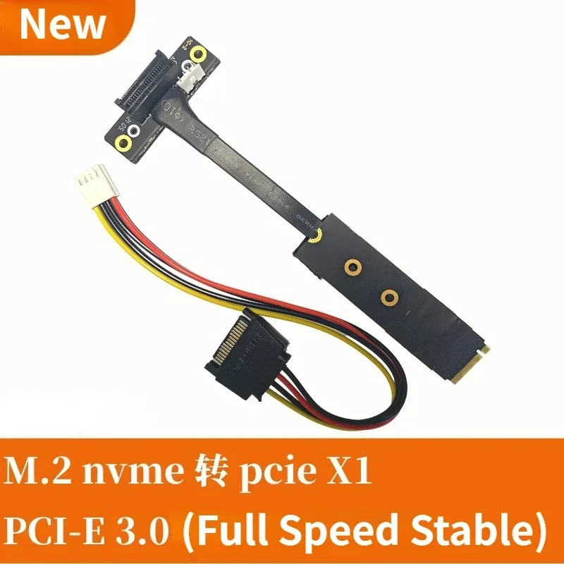 M.2 to PCIe X1 Mining Extension Cable PCI-E 3.0 Adapter Cord SATA 4PIN Power Cable Full Speed for M2 NVME 2230-2280 SSD Graphics