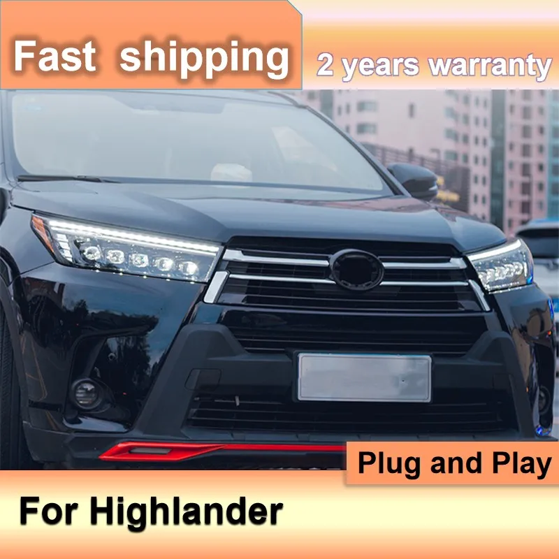 

Car Accessories for Toyota Highlander Head Lights 2018-2021 Highlander Headlight DRL Turn Signal Low High Beam Projector Lens