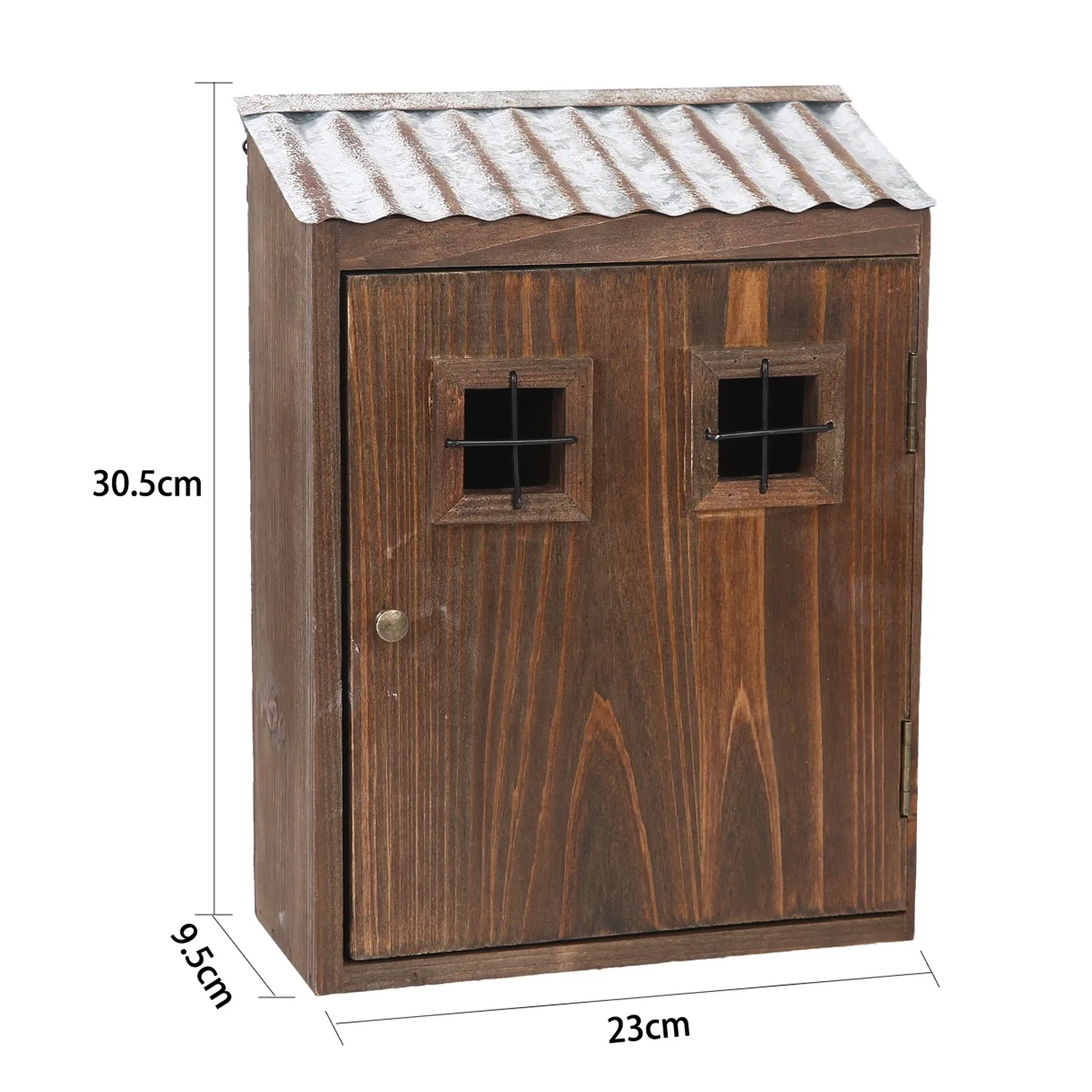 Rustic Wooden Key Cabinet, Wall Mounted Key Box, Vintage Metal Roof, 3 Cube Hanging Organizer, Wall Shelf