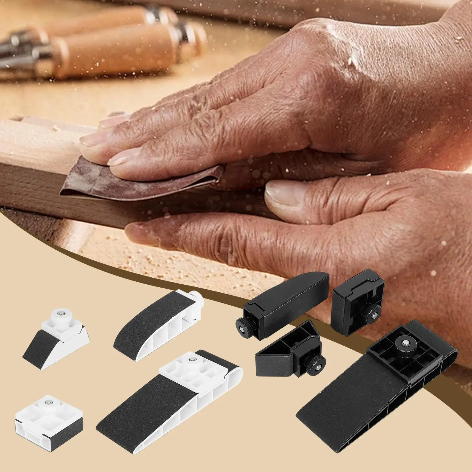 

4 Pieces Blocks Square Bevel Wedge Hand Sanding Blocks Corner Grinding Leather Edge Grinding Surface Polishing Tool