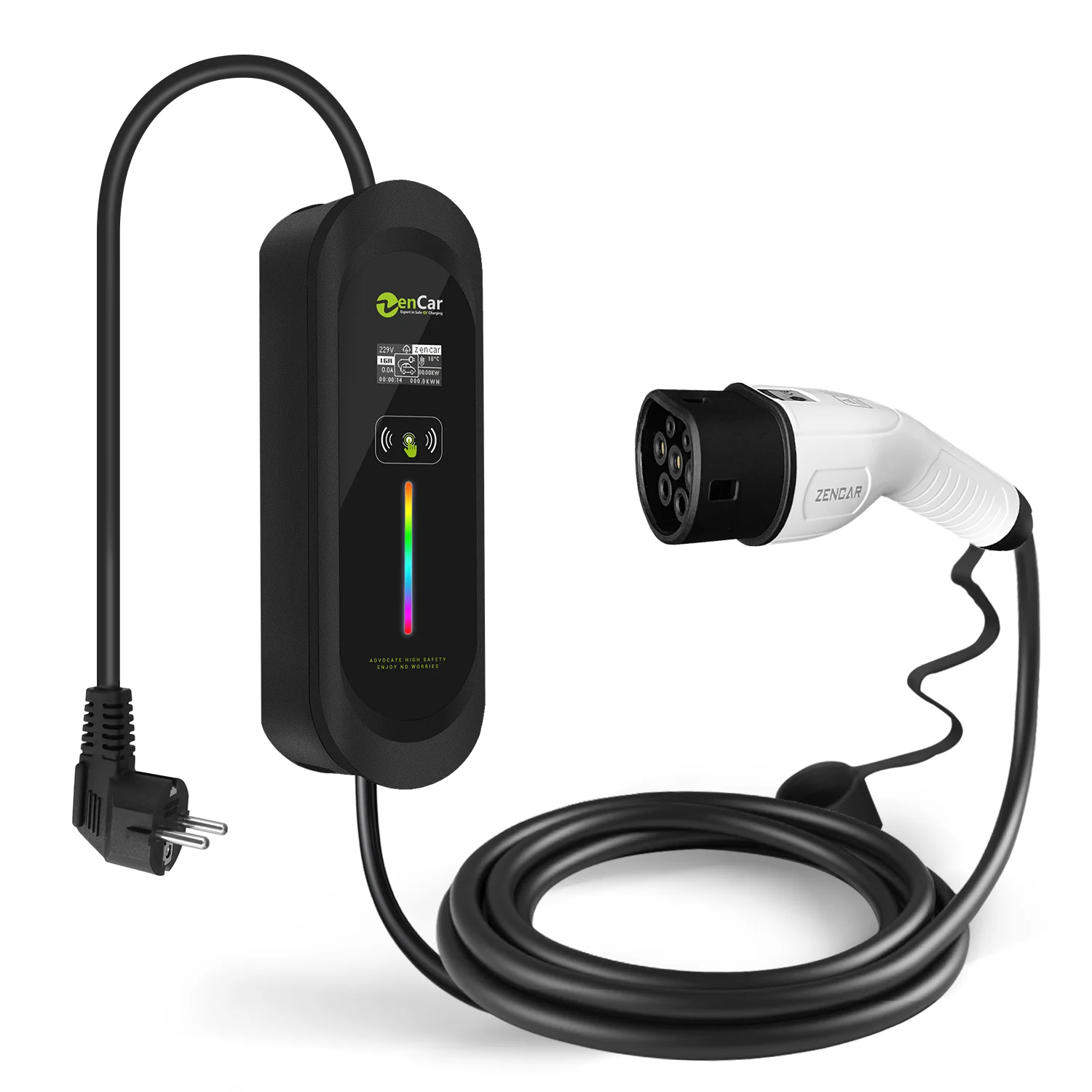 

Zencar 16A portable electric car charger Type 2 with schuko home AC ev charger charging station