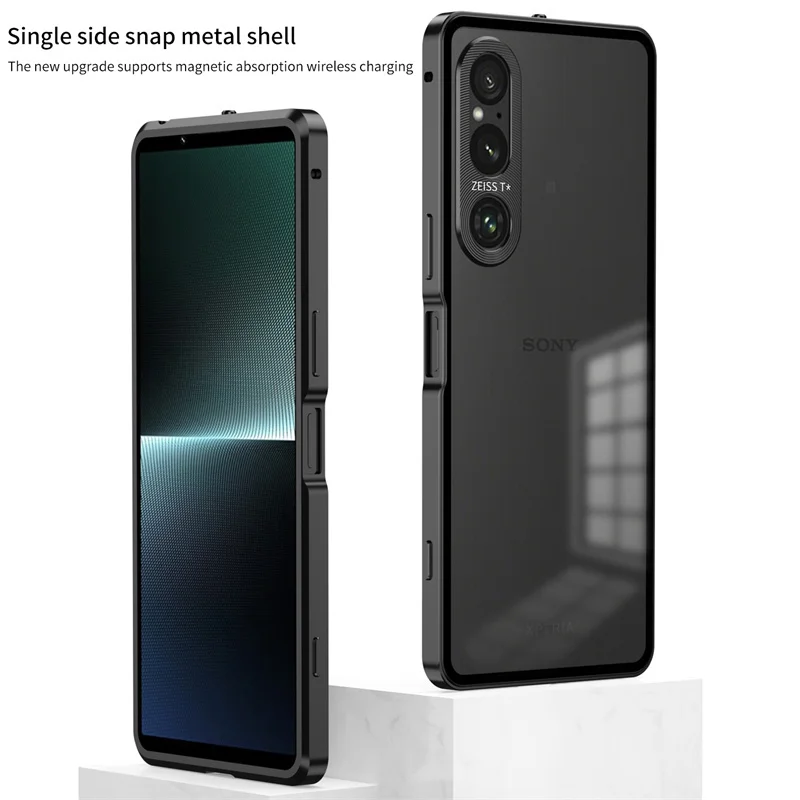 

Metal Framed Magnetic Snap phone Case For Sony Xperia 1 lV 1lV 1V1 Frosted Backplate With All inclusive Metal lens phone Cover