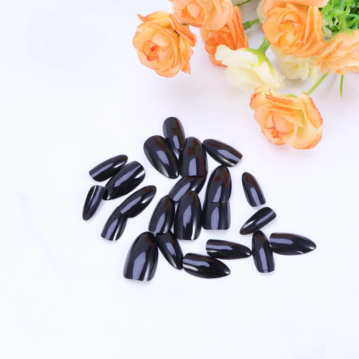 48pcs Fake Stickers Long False Nail Art Pieces Personalized Fake Nails For Women Funny Black Design Easy Stick On Nail