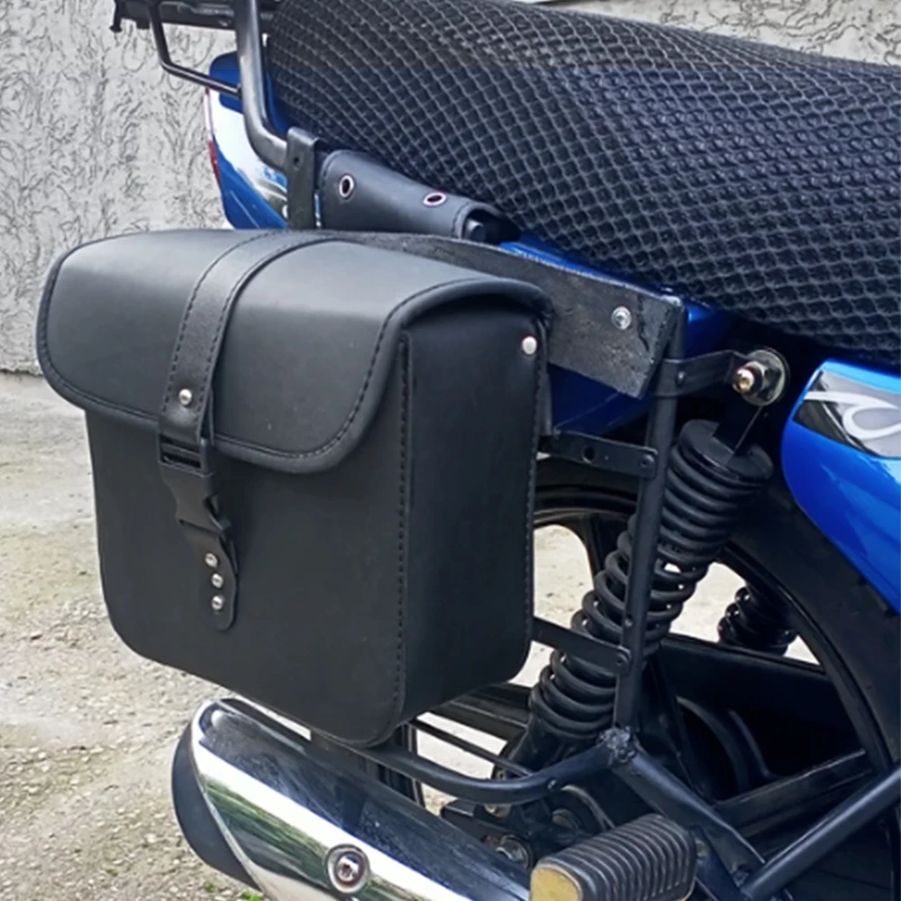 العالمي للدراجات النارية السرج الجانب أداة حقيبة الأمتعة بولي Leather الجلود مقاوم للماء ريترو موضة بولي PU حقائب جلدية دراجة نارية الملحقات #4