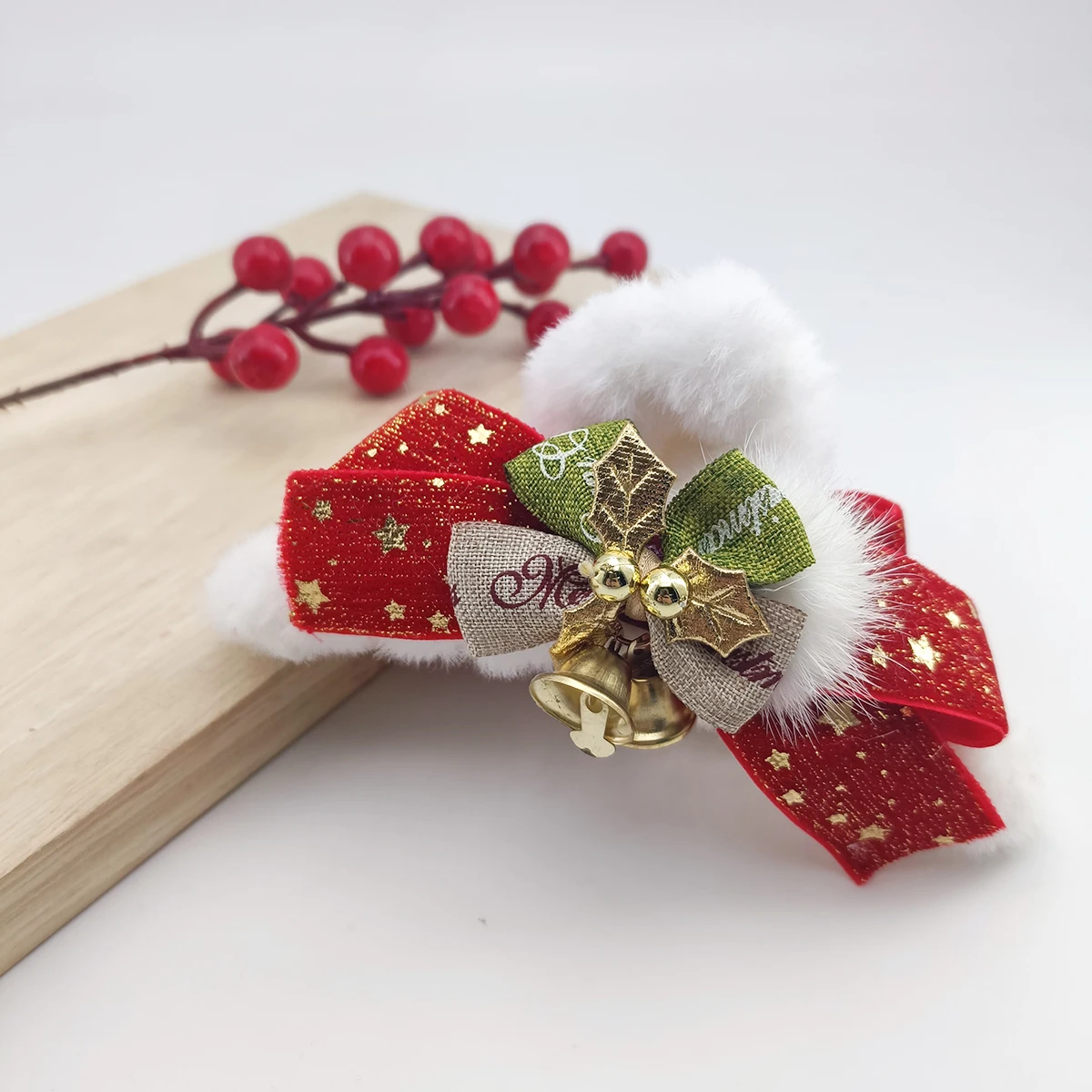 1/2 Buah Jepit Rambut Rumbai Pita Natal Elegan untuk Wanita-Hari Libur, Hari Natal, Hadiah Thanksgiving