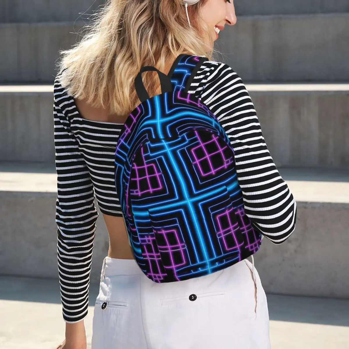 Neon Abstract Pattern One Backpack Student BookBag Kids School Bag Computer Shoulder Bags for Boys Girls
