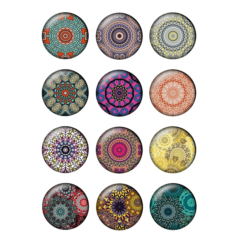 24pcs/lot Kaleidoscope Round Glass Cabochons 10mm 12mm 14mm 16mm 18mm 20mm 25mm DIY Jewelry Making Findings & Components H002