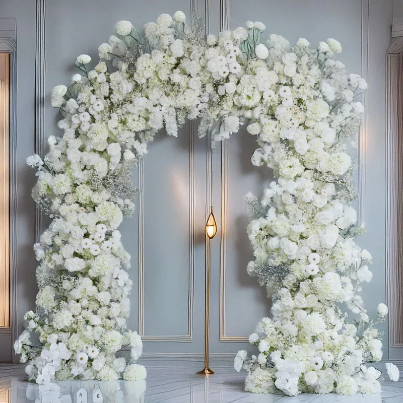 

2,6 м белая искусственная вишня, роза, гипсофила, арка, цветок, свадебный фон, сценическое украшение, цветочная композиция