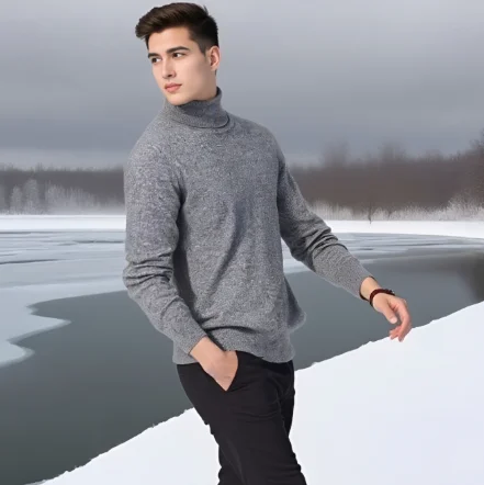 

Autumn Winter Mens Turtleneck Sweaters Casual Thermal Long Sleeve Slim Fit Pullovers Stretch Basic Tops Sweatshirt Jumper TShirt