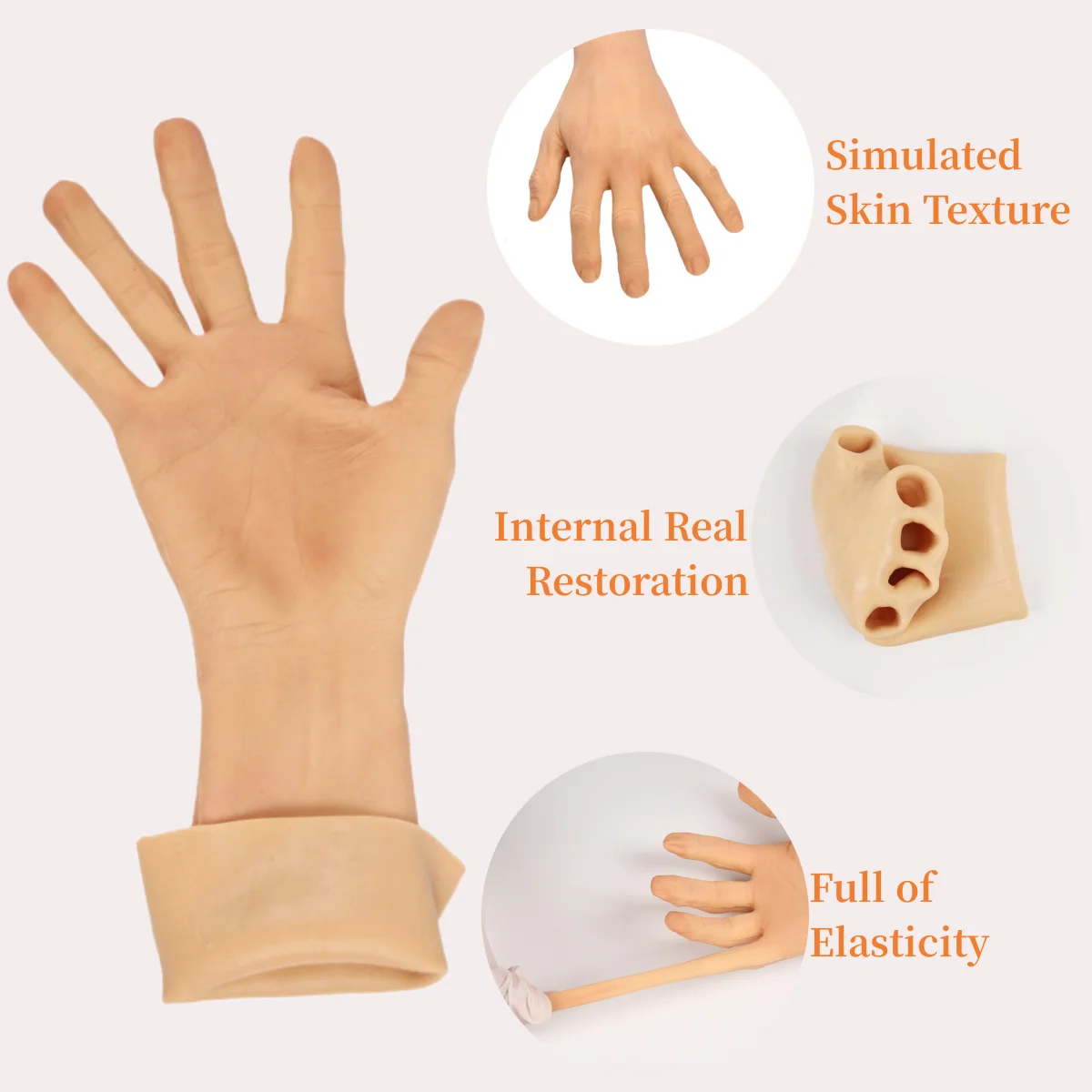 Realistic Silicone Gloves Simulation Male Prosthesis Hands Cover Artificial Skin Sleeve Arm Fake Injuries Hide Scars Tattoos