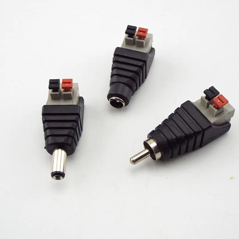 2Pcs DC Male Female Professional Jack Press Plug RCA Connector Cable Plug Adapter for Speaker CCTV Audio LED light C4
