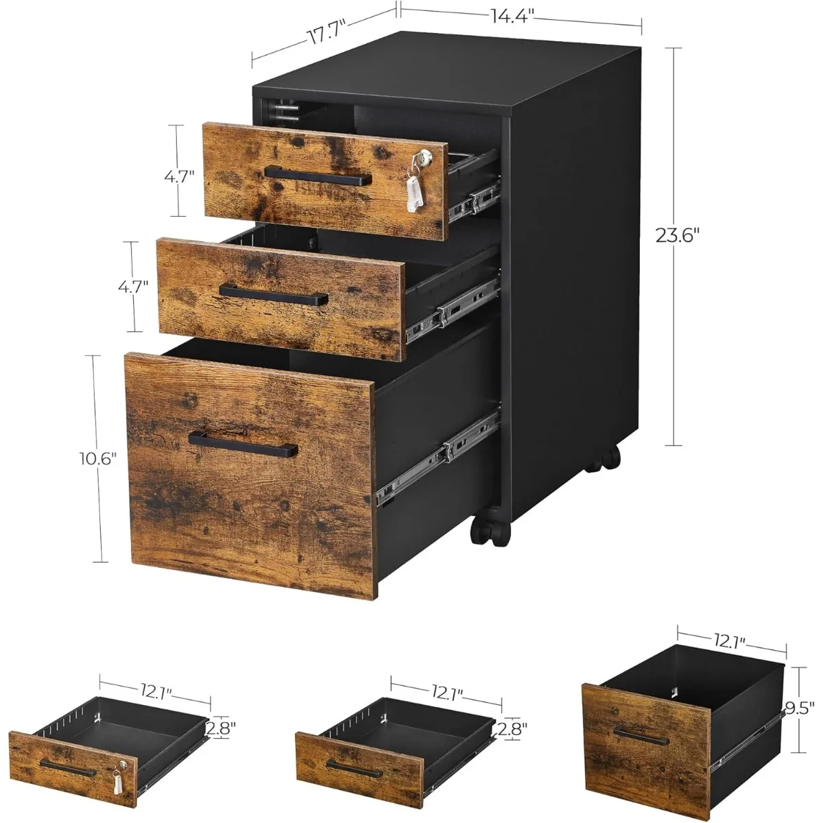 File Cabinet, Pre-Assembled Except Wheels and Handles