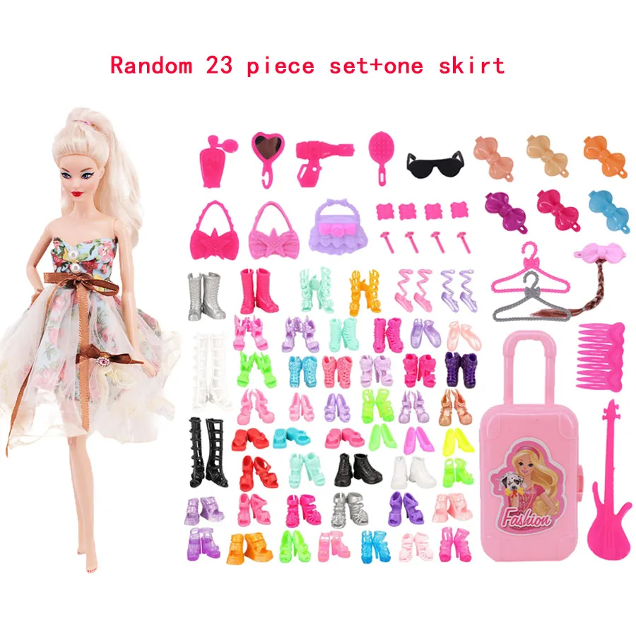 27-30 cm Puppe Kleidung Zubehör Zufällige Rock Zufällige Armband Gläser Tasche Halskette Krone Schuhe Set kinder Geschenk