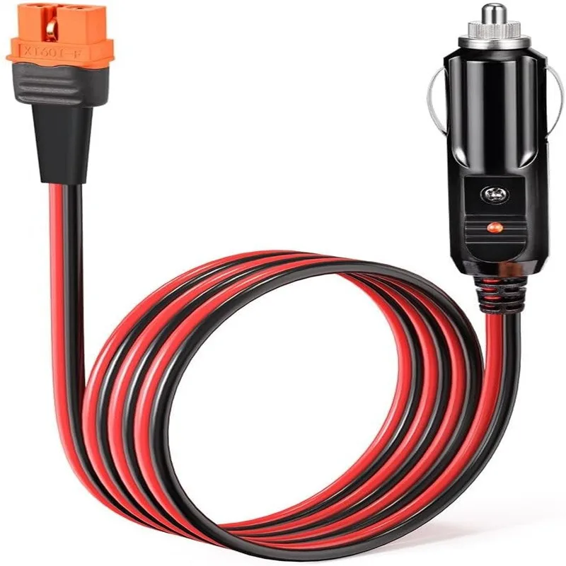 12AWG High Power Conversion Cable XT60I/90 Connector to Car Cigarette Lighter Male Plug Wire for Automotive Vehicle Charging