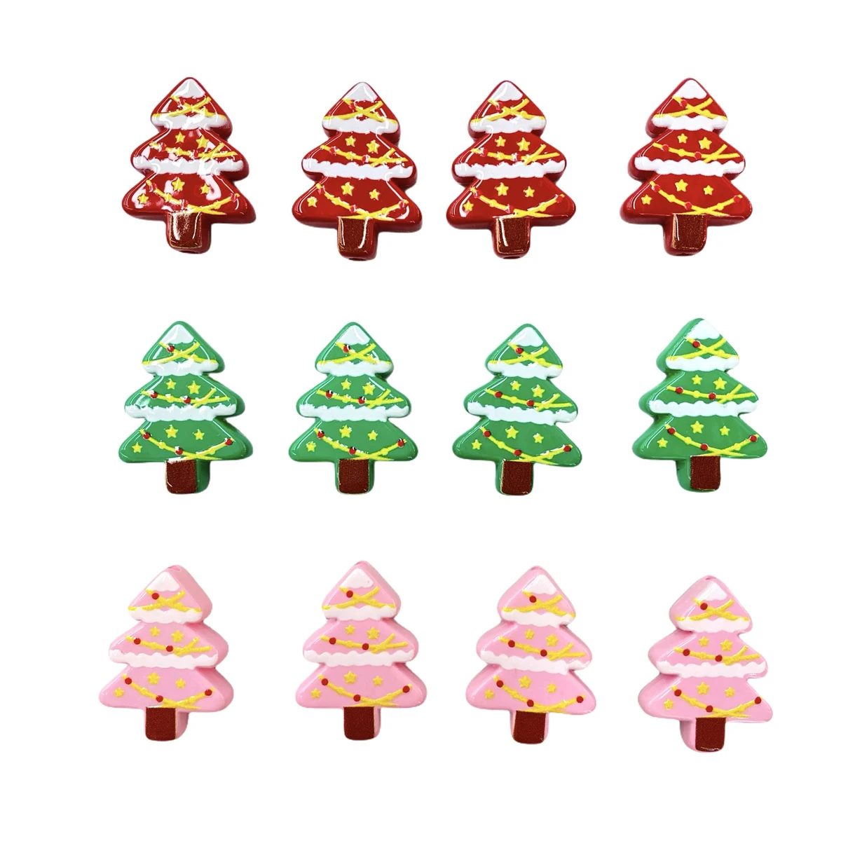 5pcs Happy Christmas cute cartoon Christmas tree acrylic beads for DIY bracelet jewelry pen pendant Handmade material