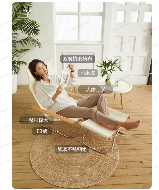 Simple Canvas Sofa Recliner  Balcony Household Lazy Outdoor Leisure Beach Chair Folding Chair view 2