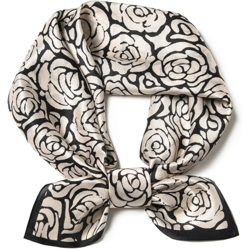 Lenço quadrado de seda amoreira pura 25,6" x 25,6'' - lenço de cabeça e pescoço para mulheres, embalado para presente