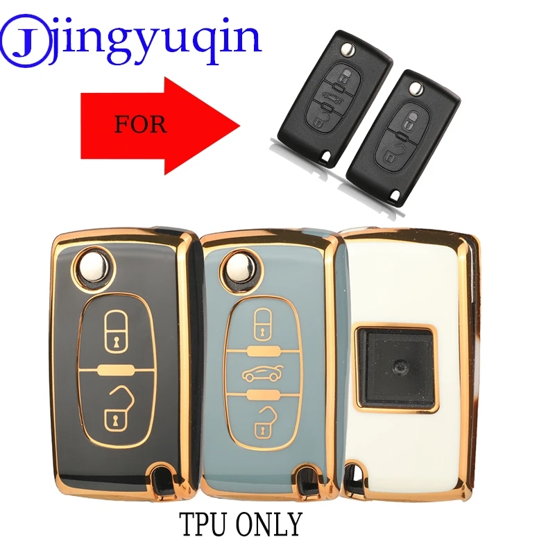 jingyuqin Arrival TPU Car Key Shell Case Fob For Peugeot 307 407 308 607 For Citroen C2 C3 C4 C5 C6 C8 XSARA PICA Cover Replace