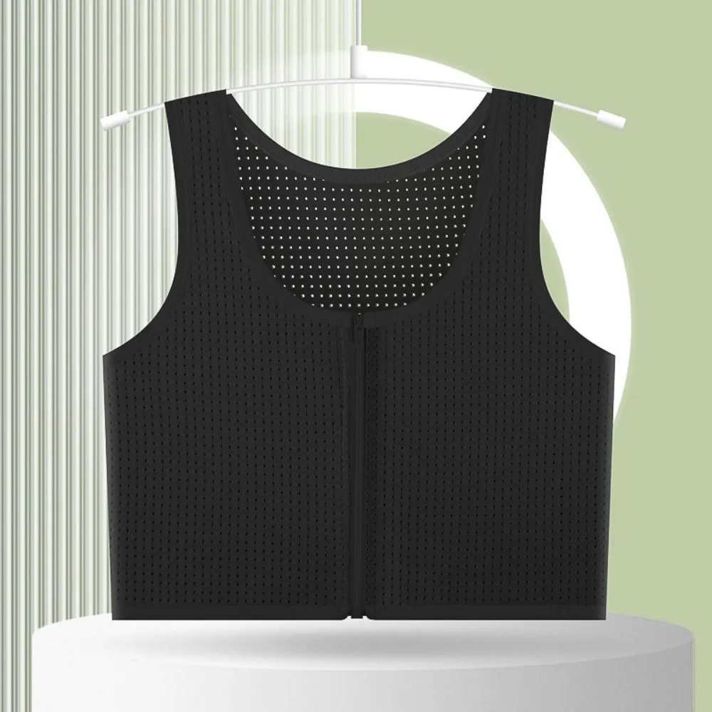 Soft Breathable Zipper Chest Clip Mesh Flat Chest Slim Women Shapewear Elastic Fitting Corset Vest Women
