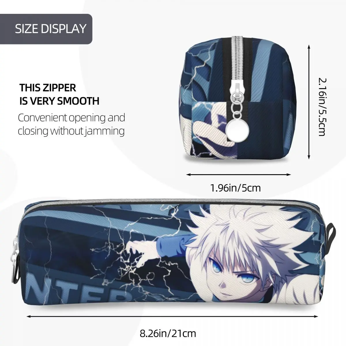 Imagem -04 - Hunter x Hunter Lápis Case Killua Zoldyck Caneta Bolsas Grande Armazenamento Escritório Zipper Lápis para Meninas e Meninos Novo