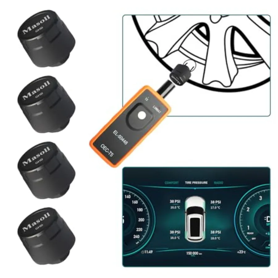 

TPMS Sensor for GM Chevy Chevrolet Silverado Buick Cadillac GMC Gen 2 TPMS Sensors Set of 4 with 1 TPMS relearn Tool External T