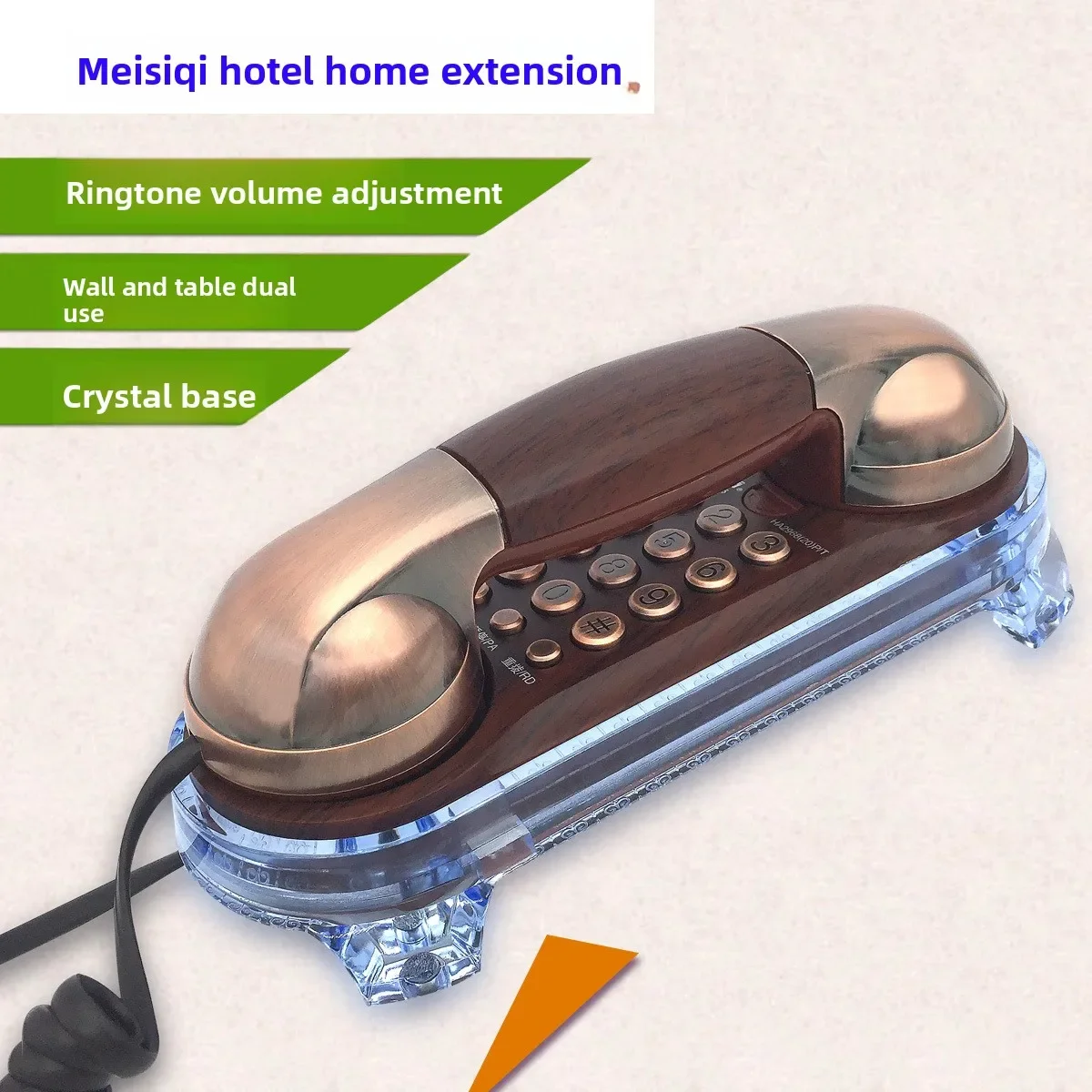 DurableFixed Wired Telephone Retro Landline Home Wall-mounted Office Compact Antique Hook-up