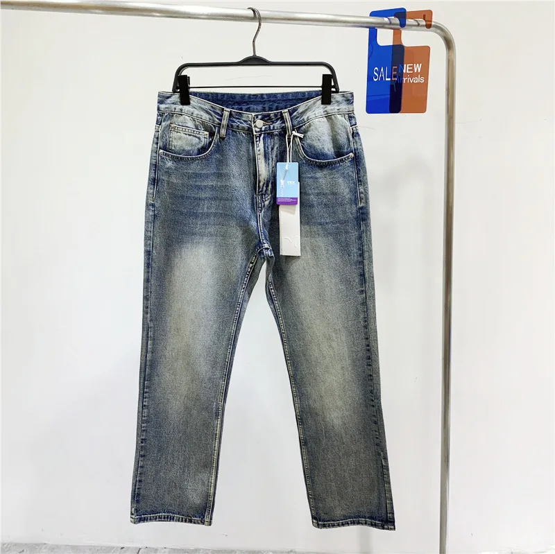 

Faionable Blue Casual Waed Denim Jeans Straight Leg Long Trousers for Men Autumn Season Urban Sle Youthful Energy