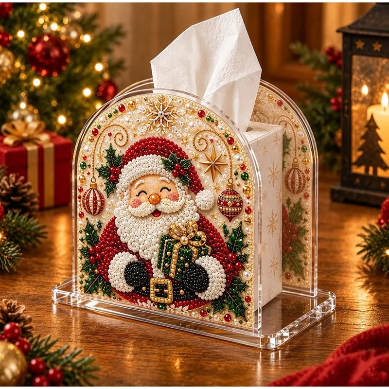 DIY Christmas Pearl Diamond Art Painting Tissue Box Holder Christmas-themed pearl and diamond art design for Adult & Beginner